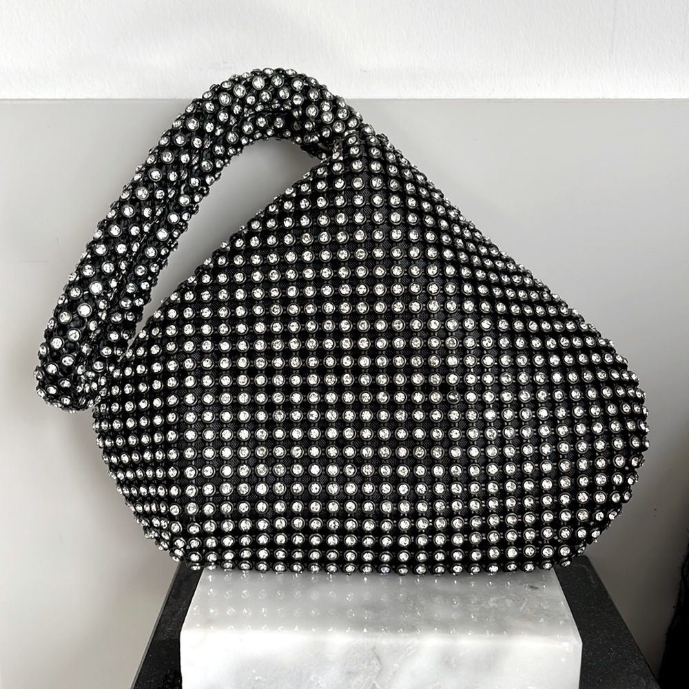 Diamond studded wristlet cocktail purse Fits small wallet and small makeup items